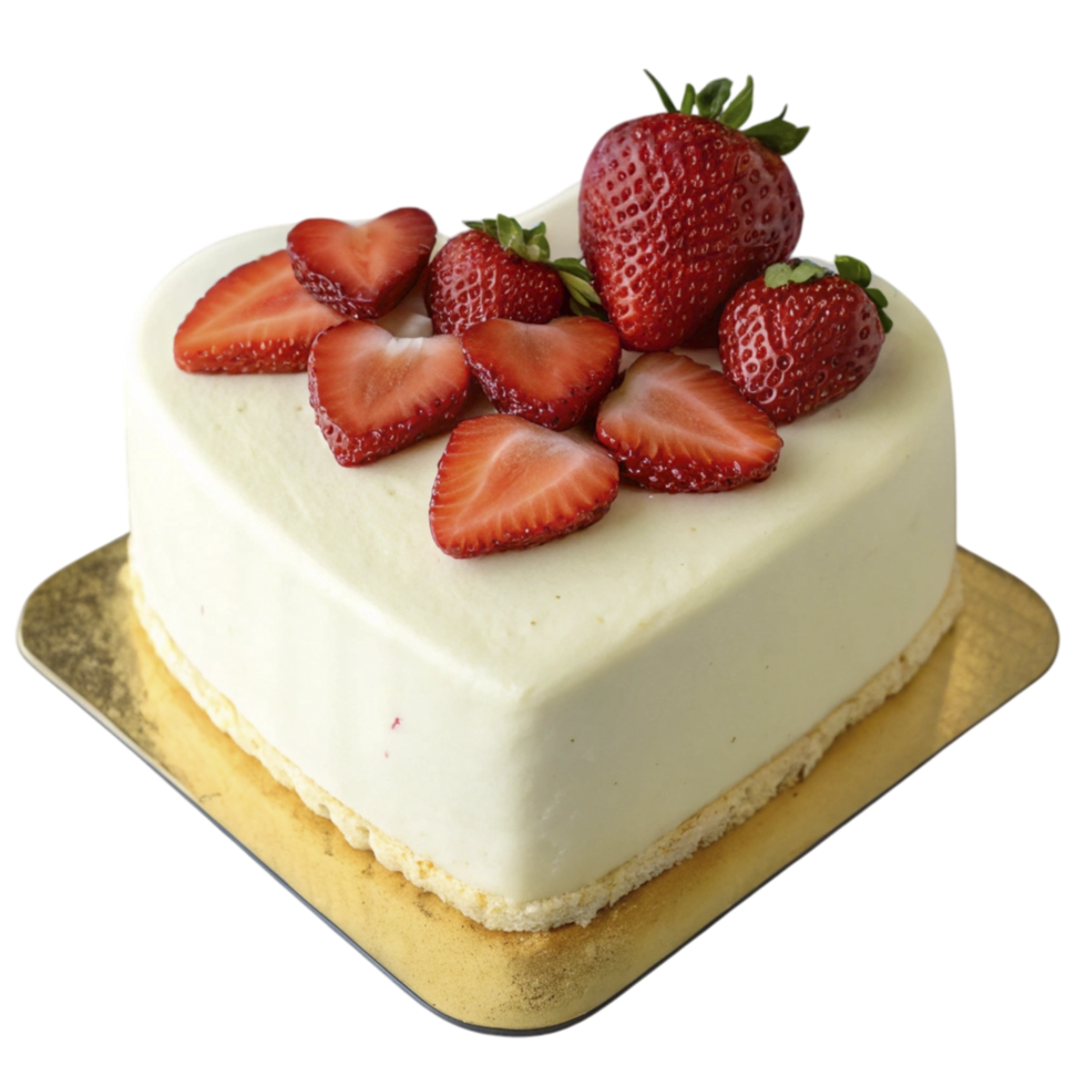A heart shaped cake with strawberries on top png