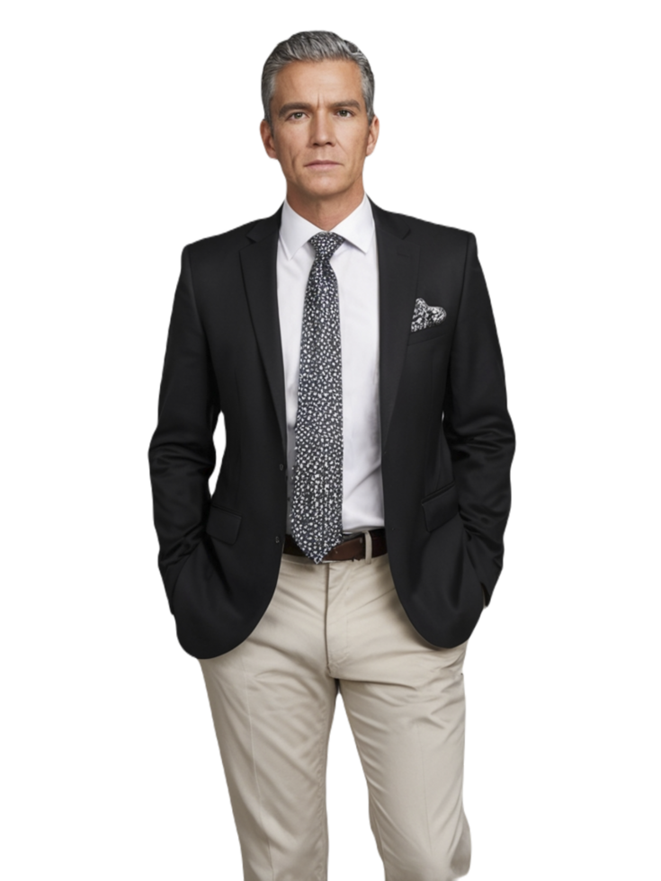 A man in a suit and tie standing png