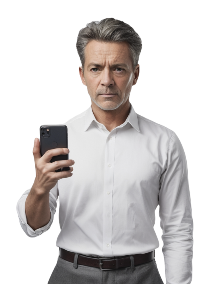 Man holding a smart phone png