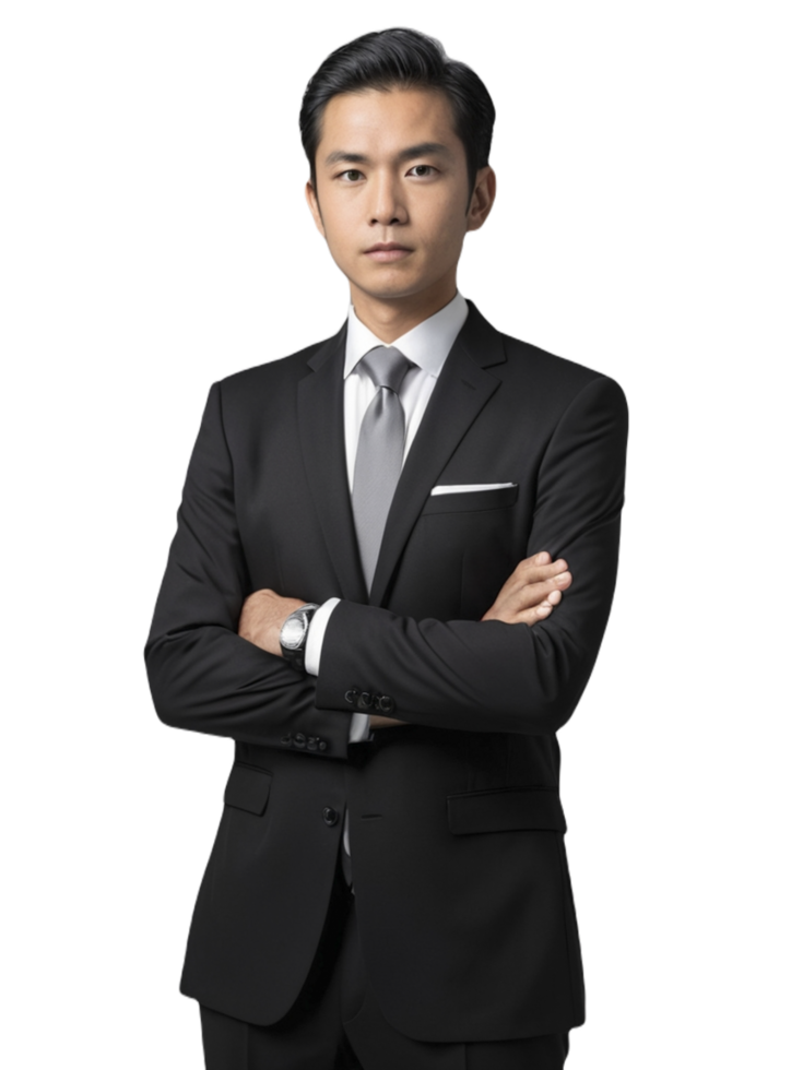 Asian business man in suit and tie png