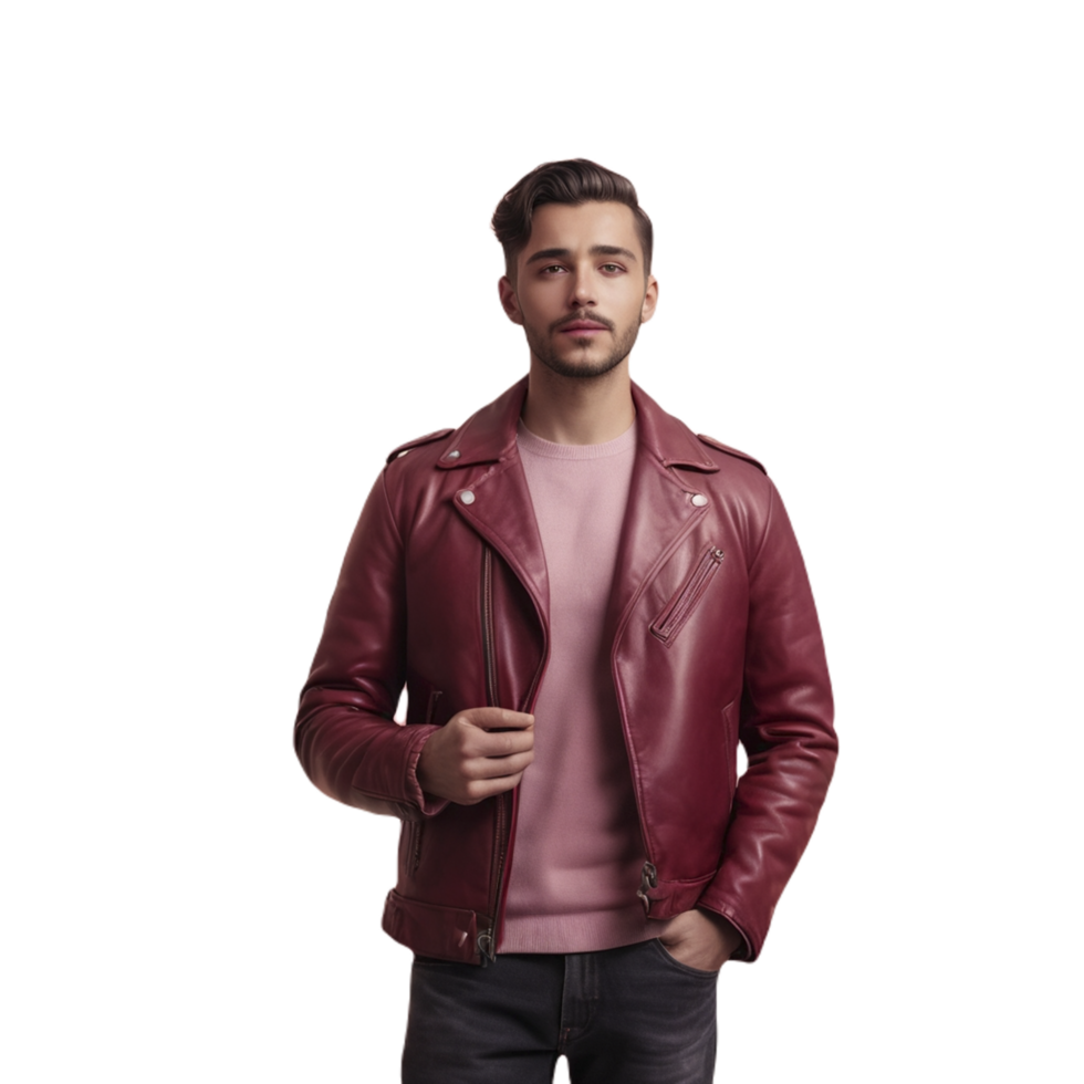 A man in a red leather jacket png