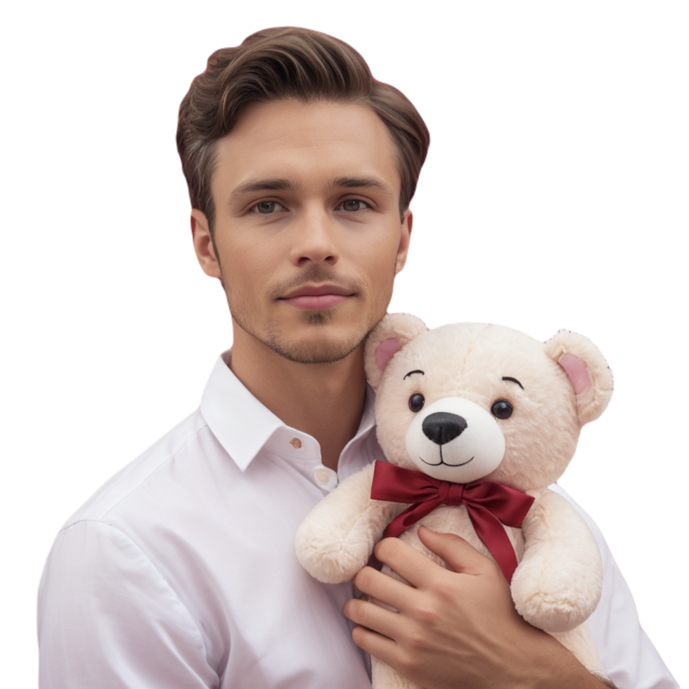A man holding a teddy bear png