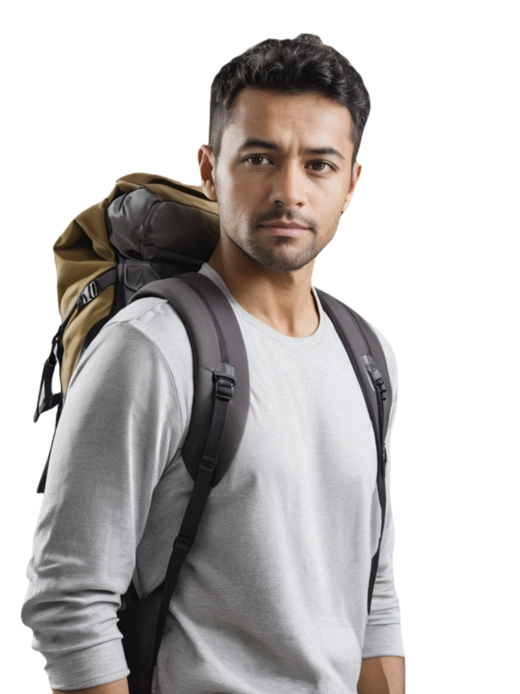 Man with backpack on black background png