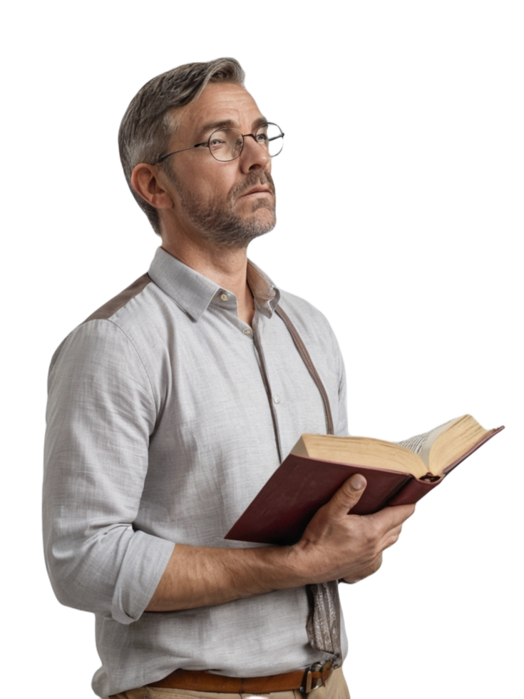 A man with glasses and a book in his hand png