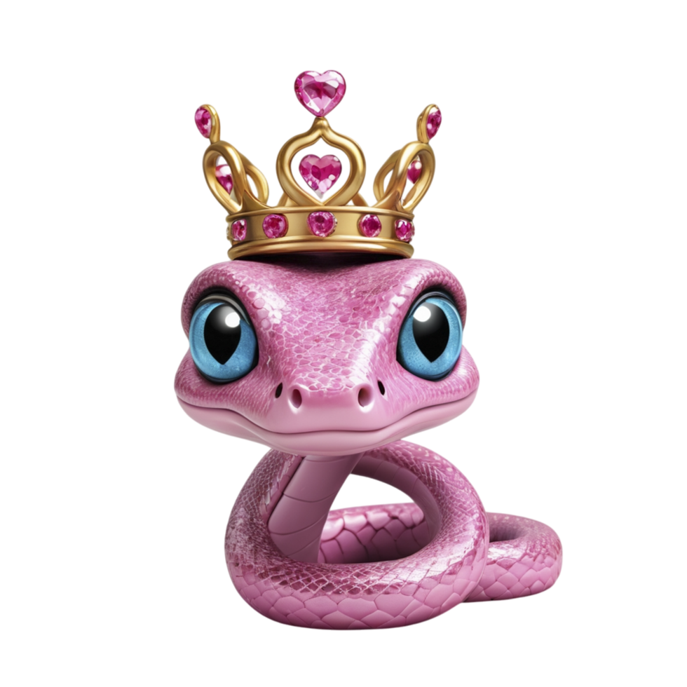 A pink snake with a crown on its head png