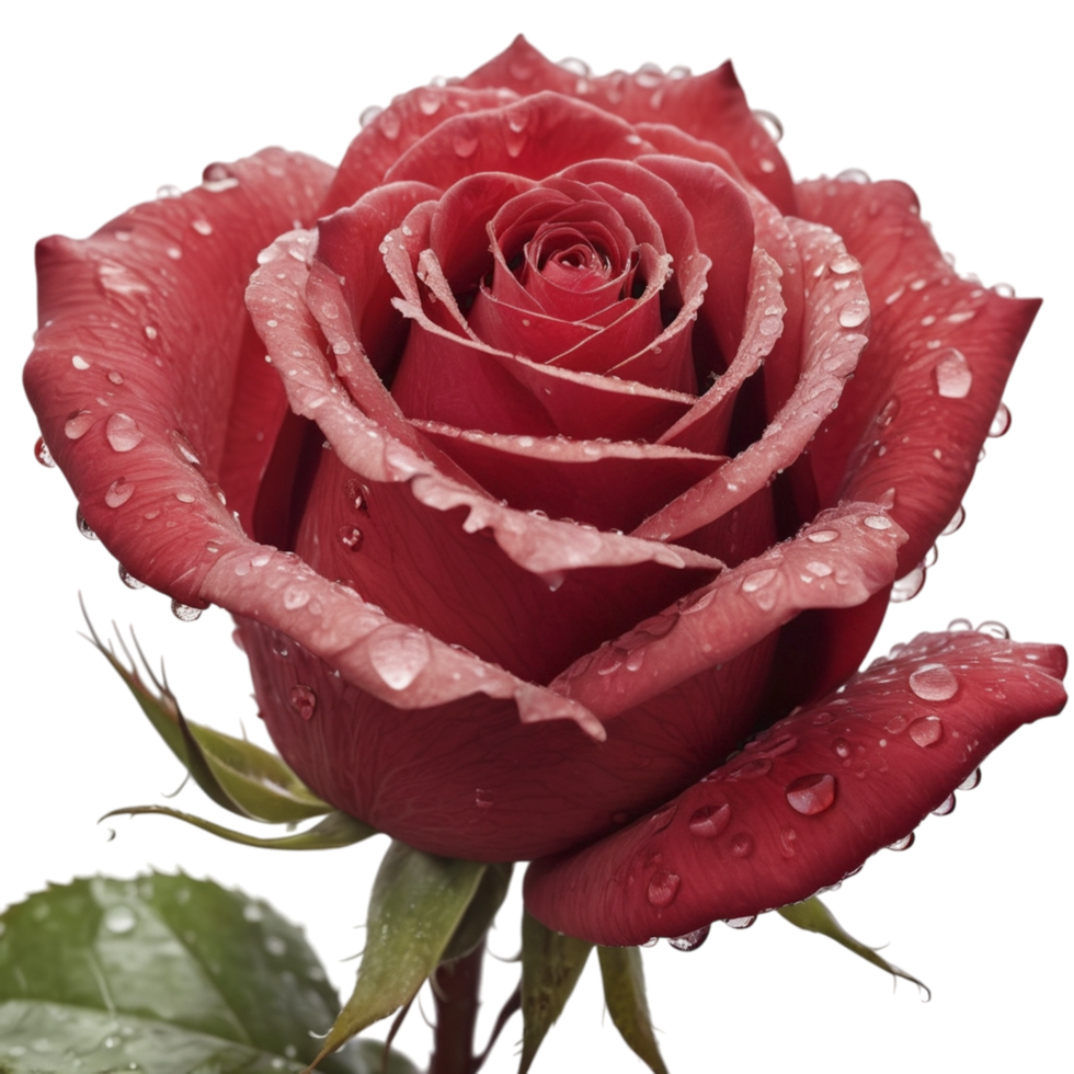 A red rose with water droplets on it png