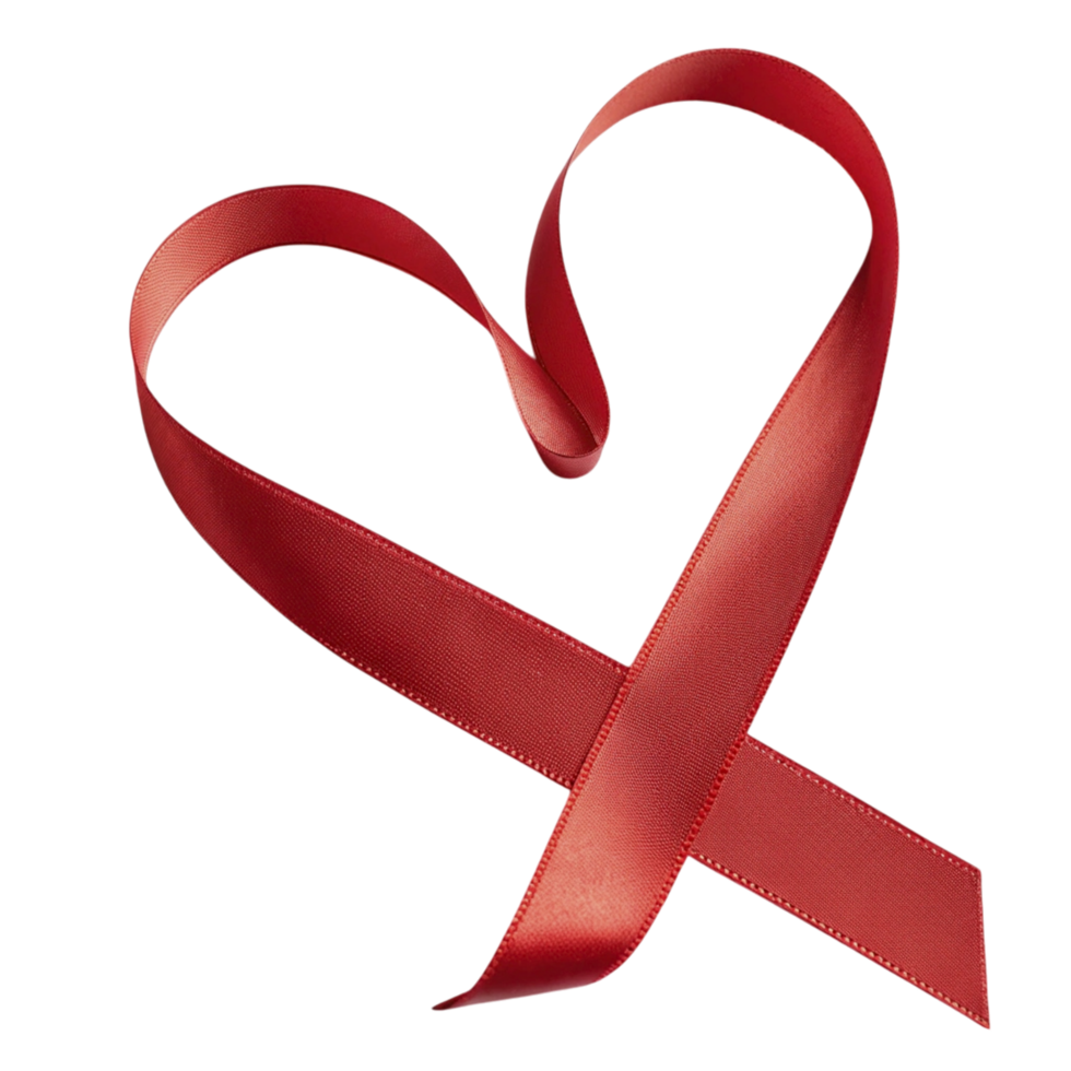 Red ribbon in heart shape png
