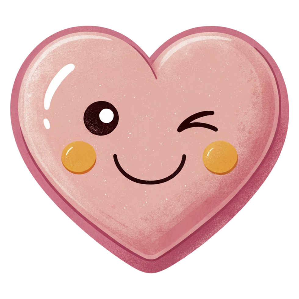 A pink heart with a smiley face on it png