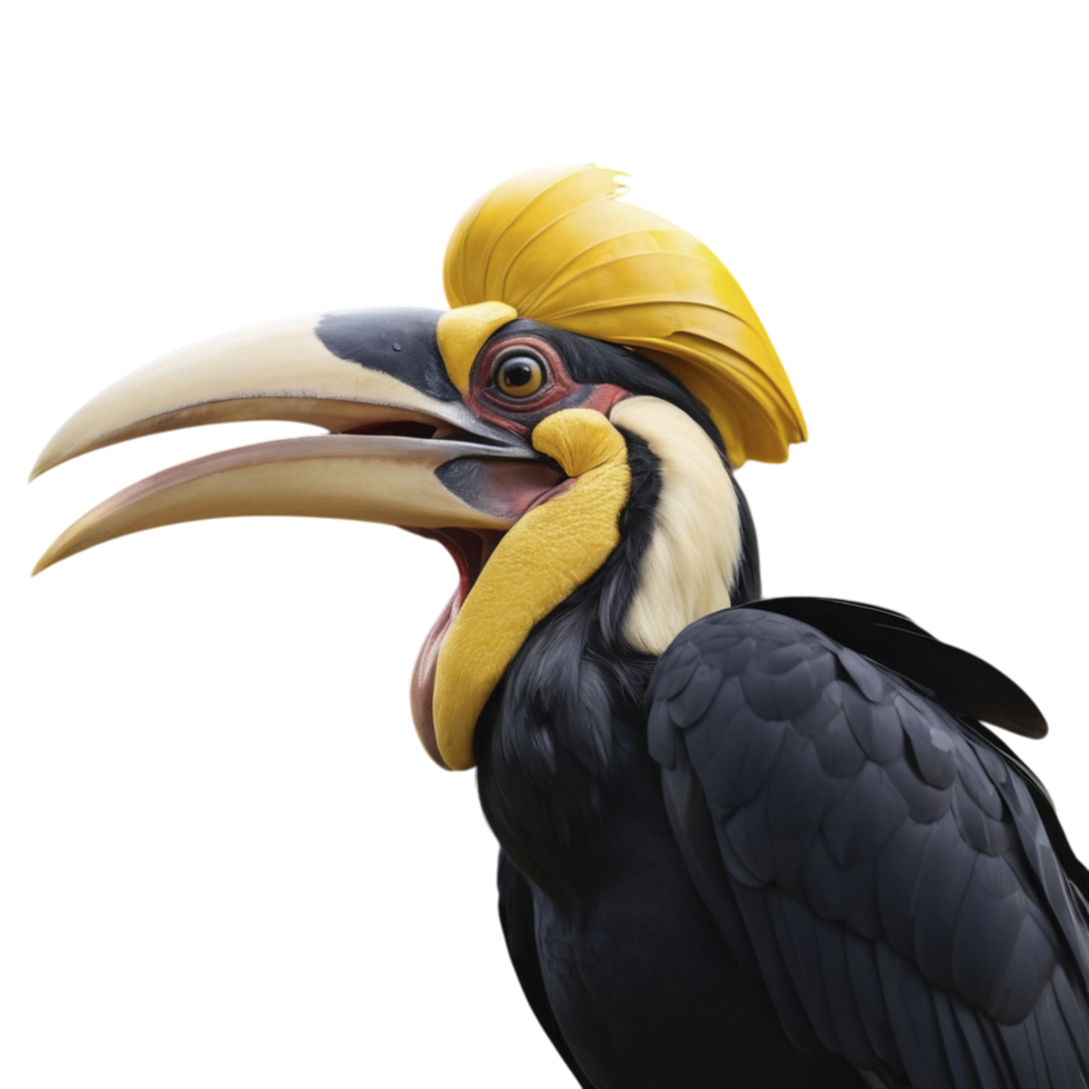 Hornbill, a bird with a yellow beak and long neck png