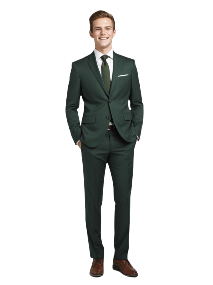 A man in a green suit and tie png