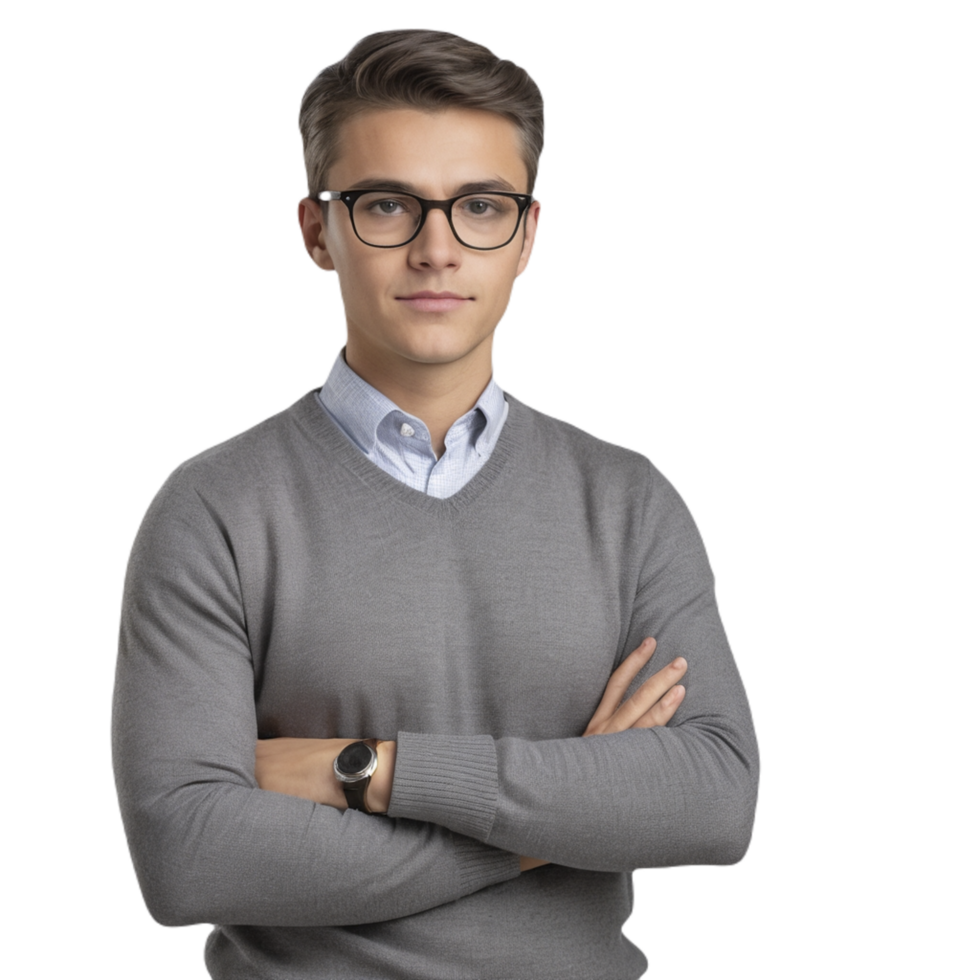 A young man in glasses and a sweater png