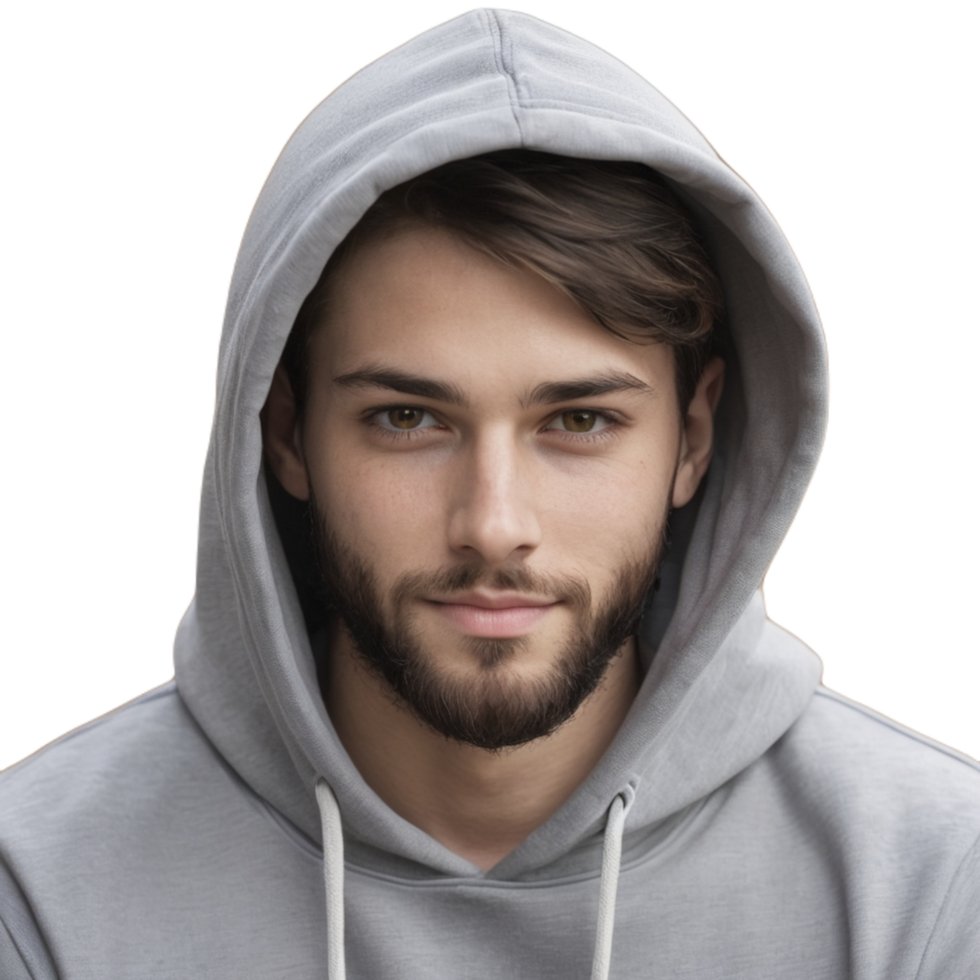 A man in a hoodie with a beard png