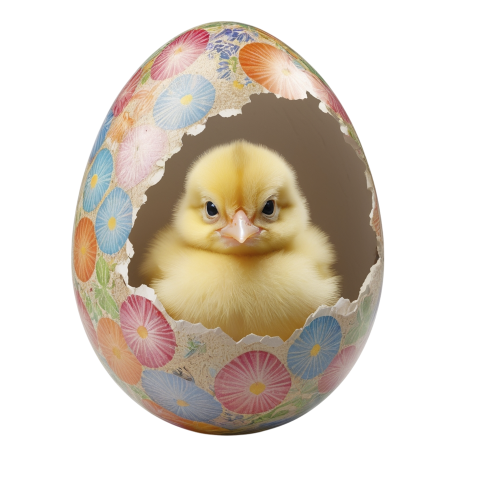 A small chick peeking out from an egg png