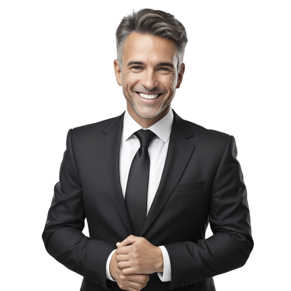 A man in a suit and tie smiling png