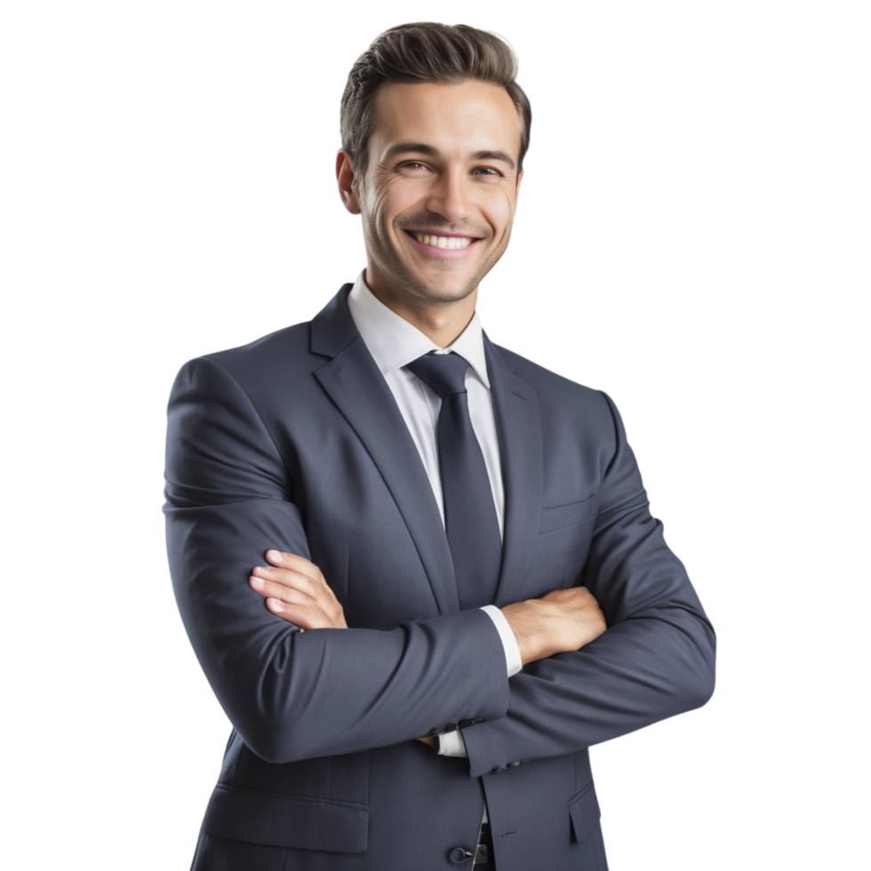 A man in a suit and tie is smiling png