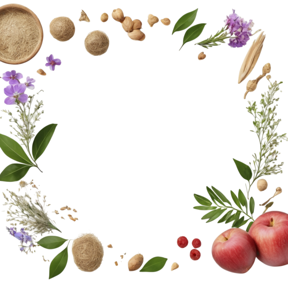 A circle of herbs and spices arranged in a circle png