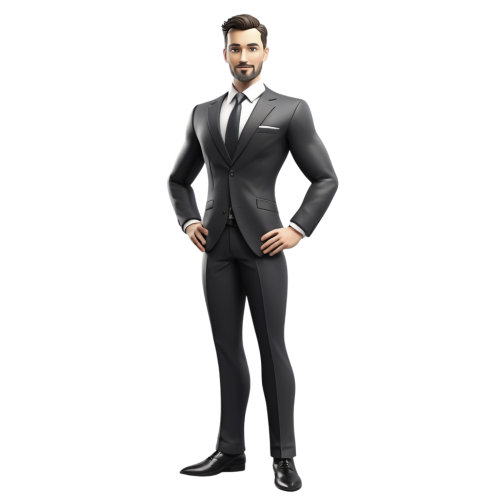 A man in a suit standing with his hands on his hips png