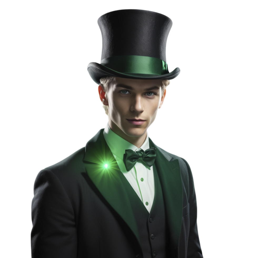 A man in a top hat and green suit png