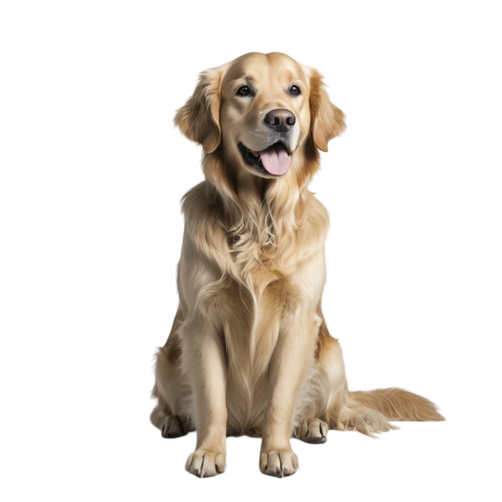 Golden retriever sitting on black background png