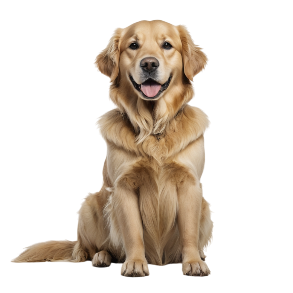 Golden retriever sitting on a black background png