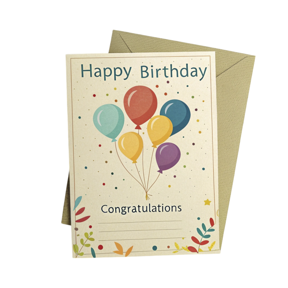 Happy birthday card with balloons png