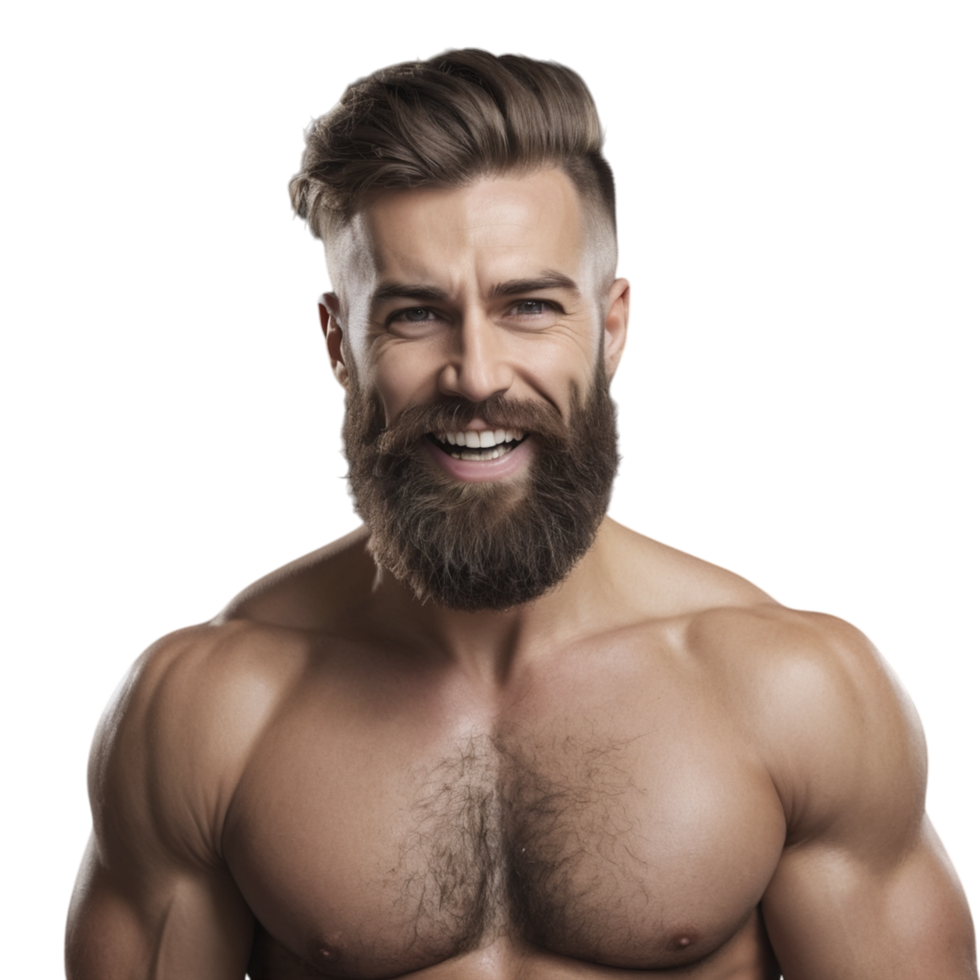 A man with a beard and no shirt png
