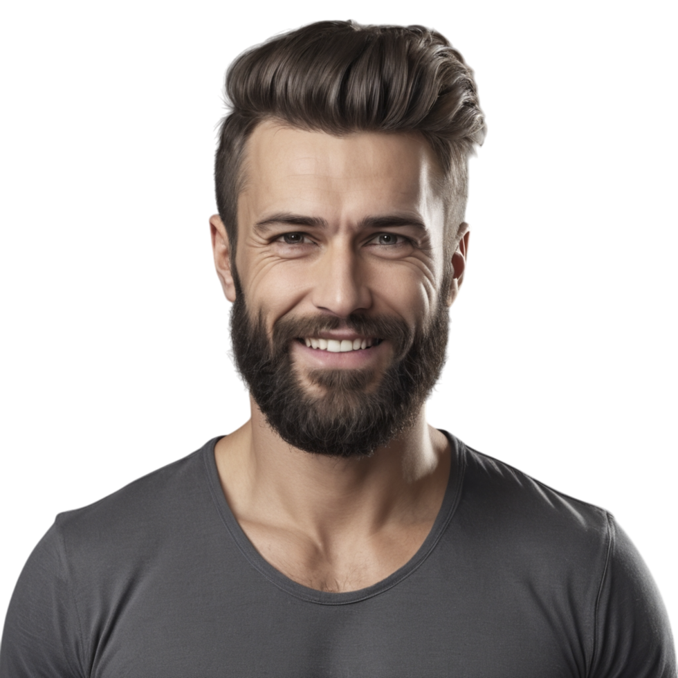 A man with a beard and a gray shirt png