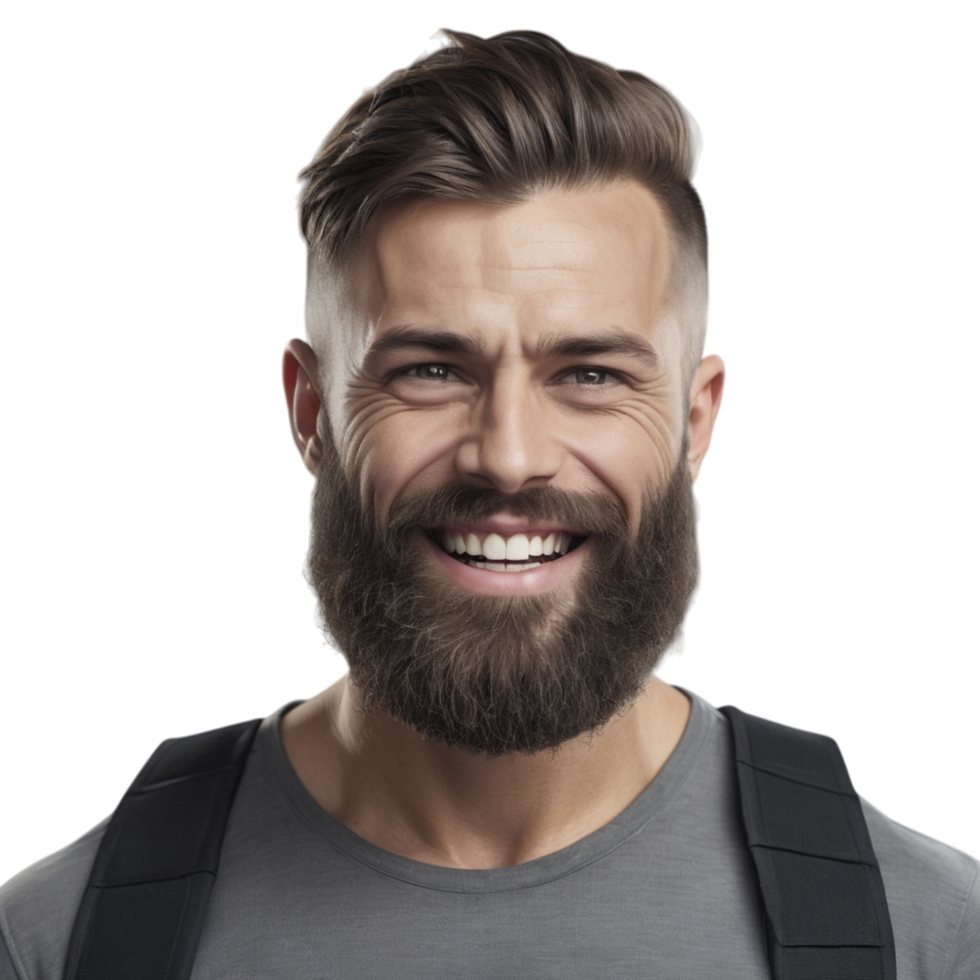 A man with a beard and a backpack png