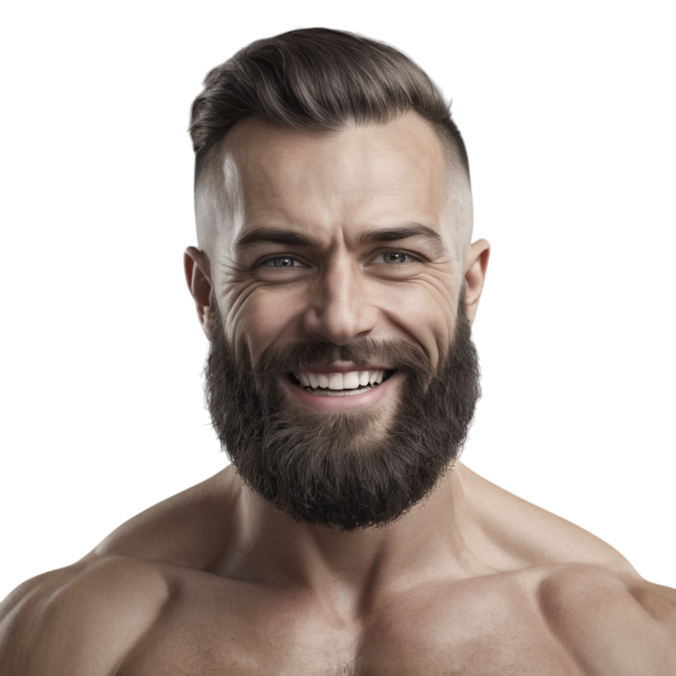 A man with a beard and a shirtless body png