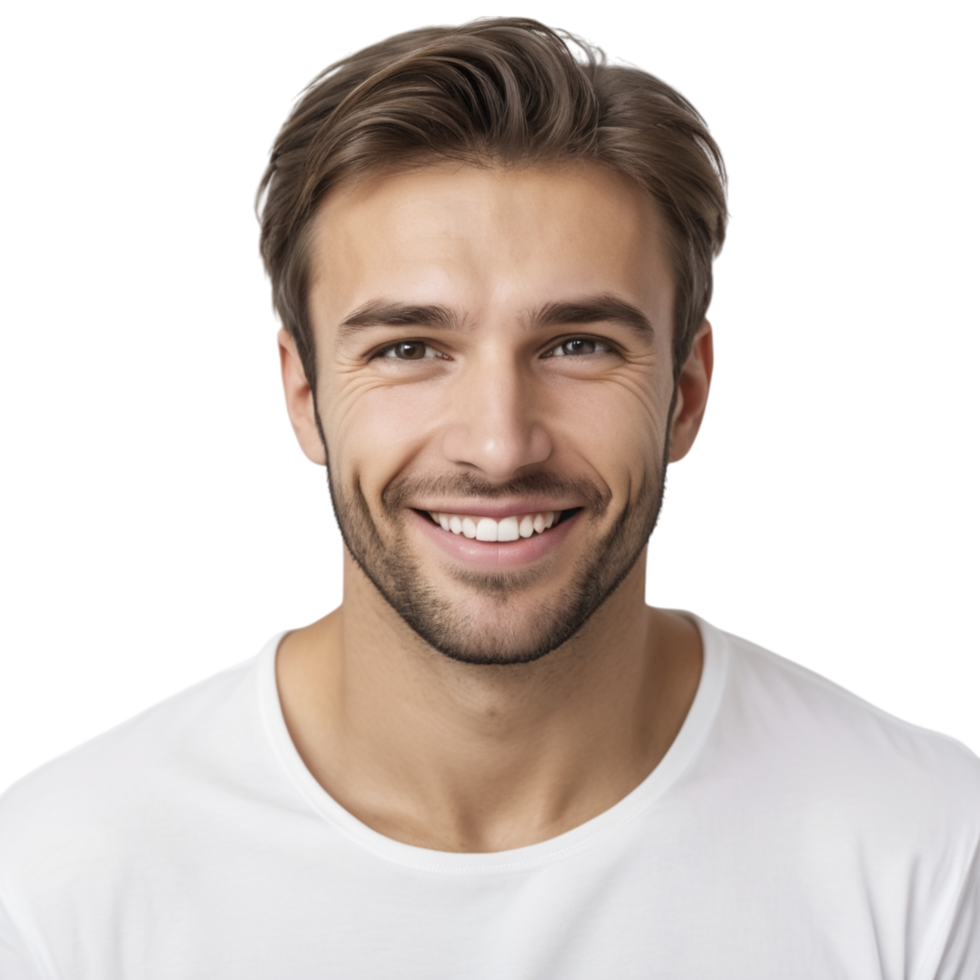 A man with a white shirt on his face png