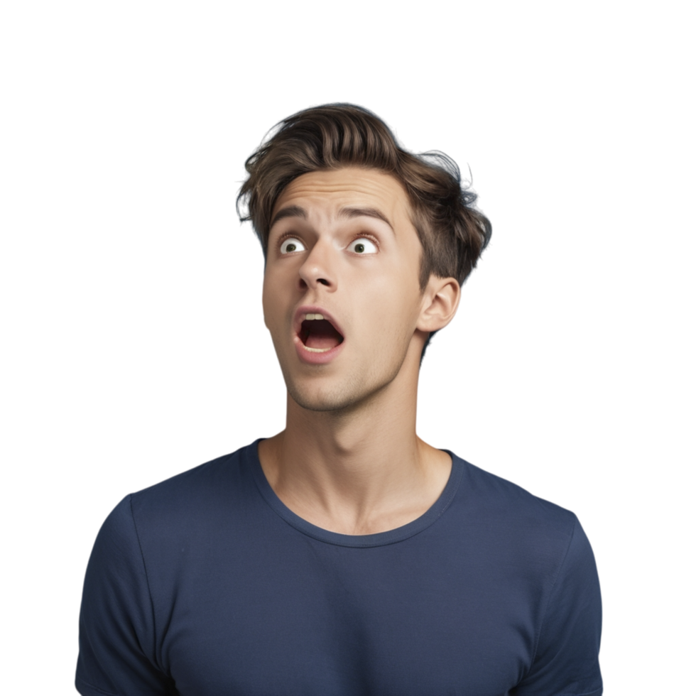 Young man with open mouth and surprised expression png