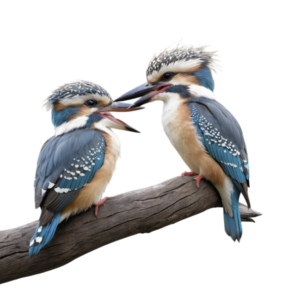 Two kingfishers on a branch png