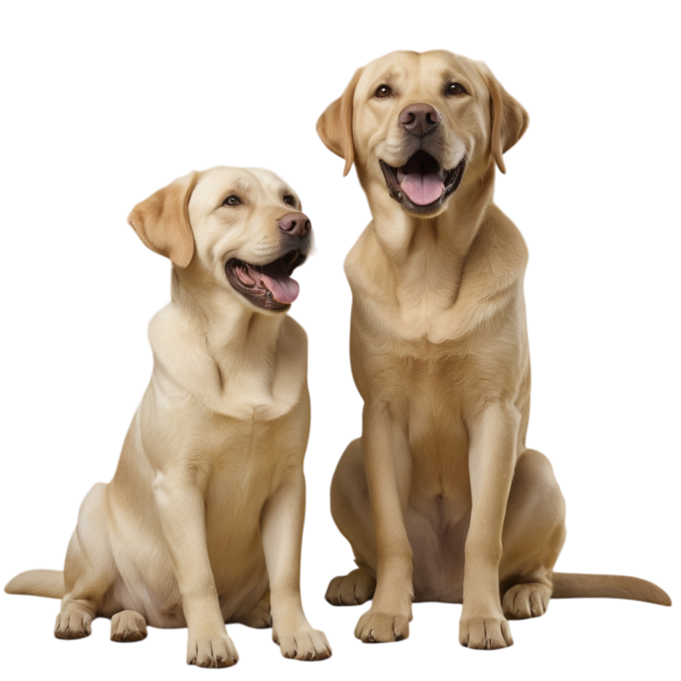 Two dogs sitting next to each other on a black background png