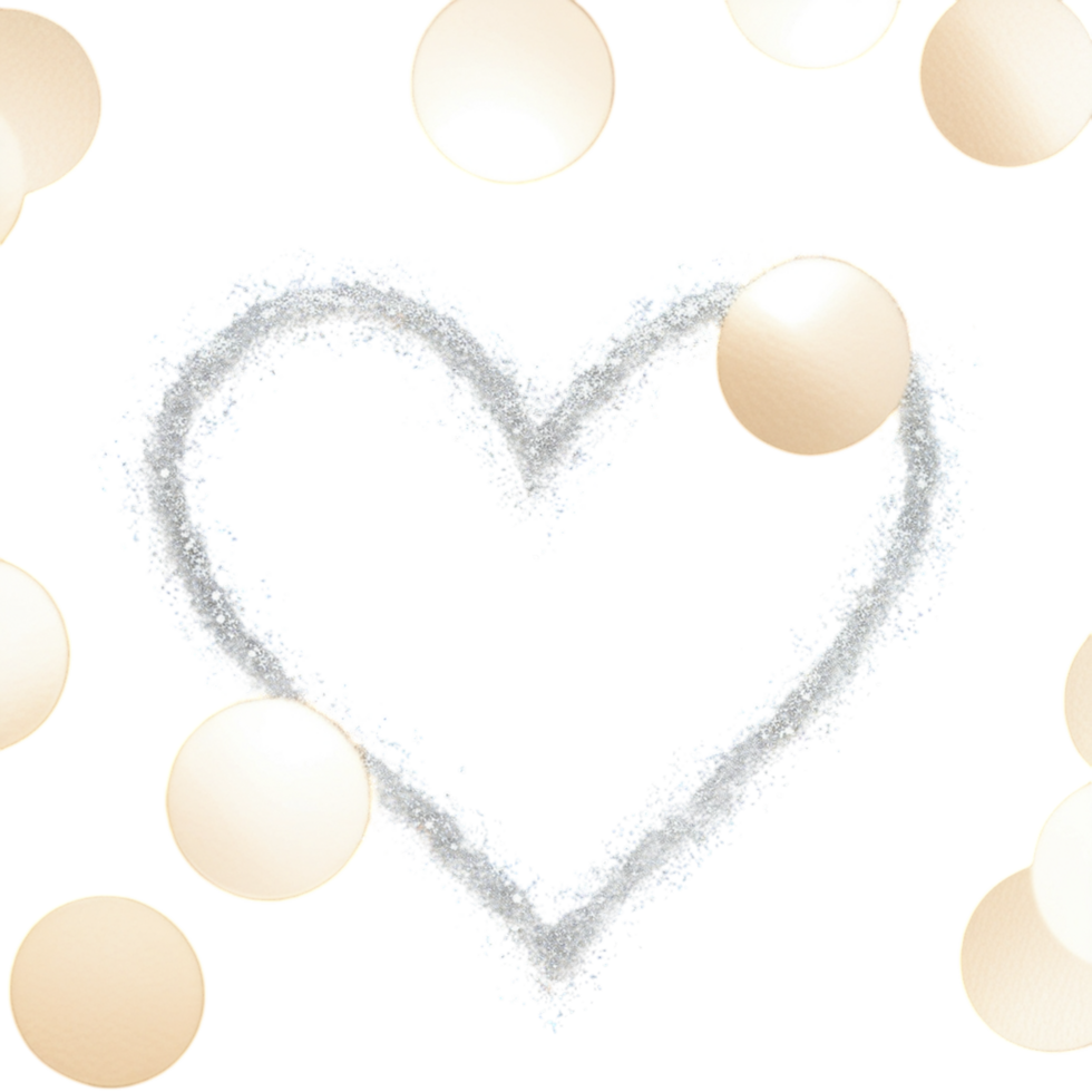 A heart shaped white glitter on a black background png
