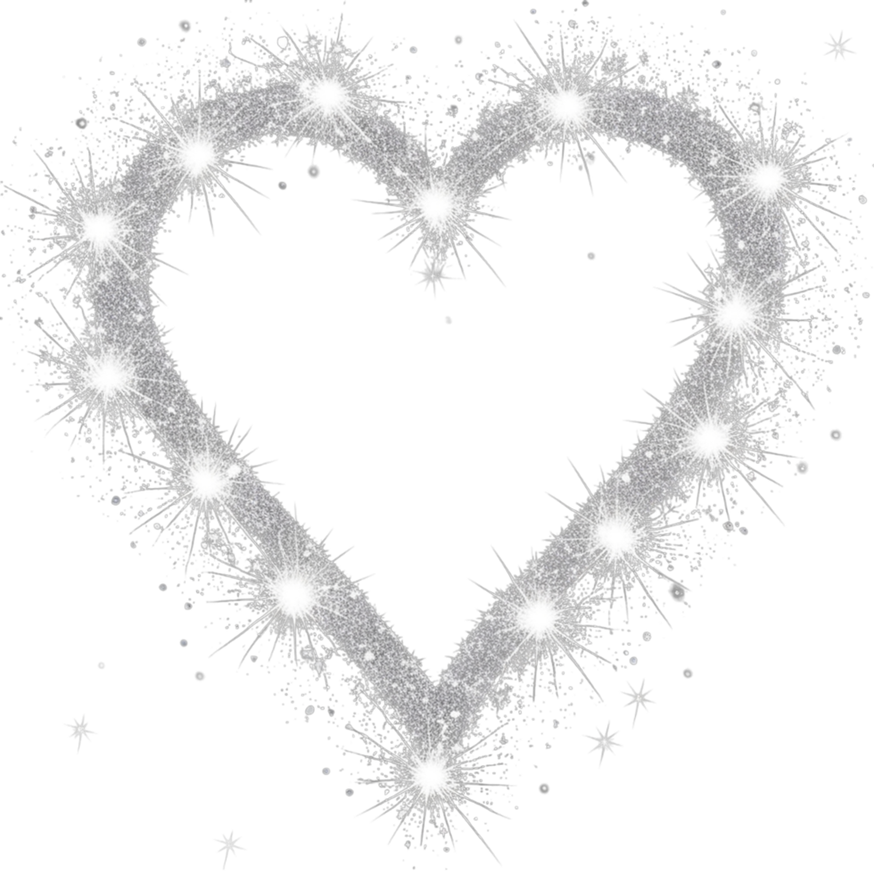 A heart made of sparkles on a black background png