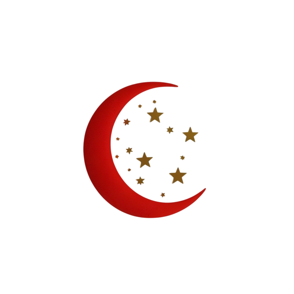 A crescent with stars on it png
