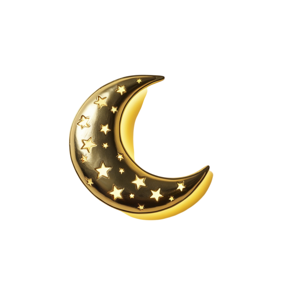 A gold crescent with stars on it png