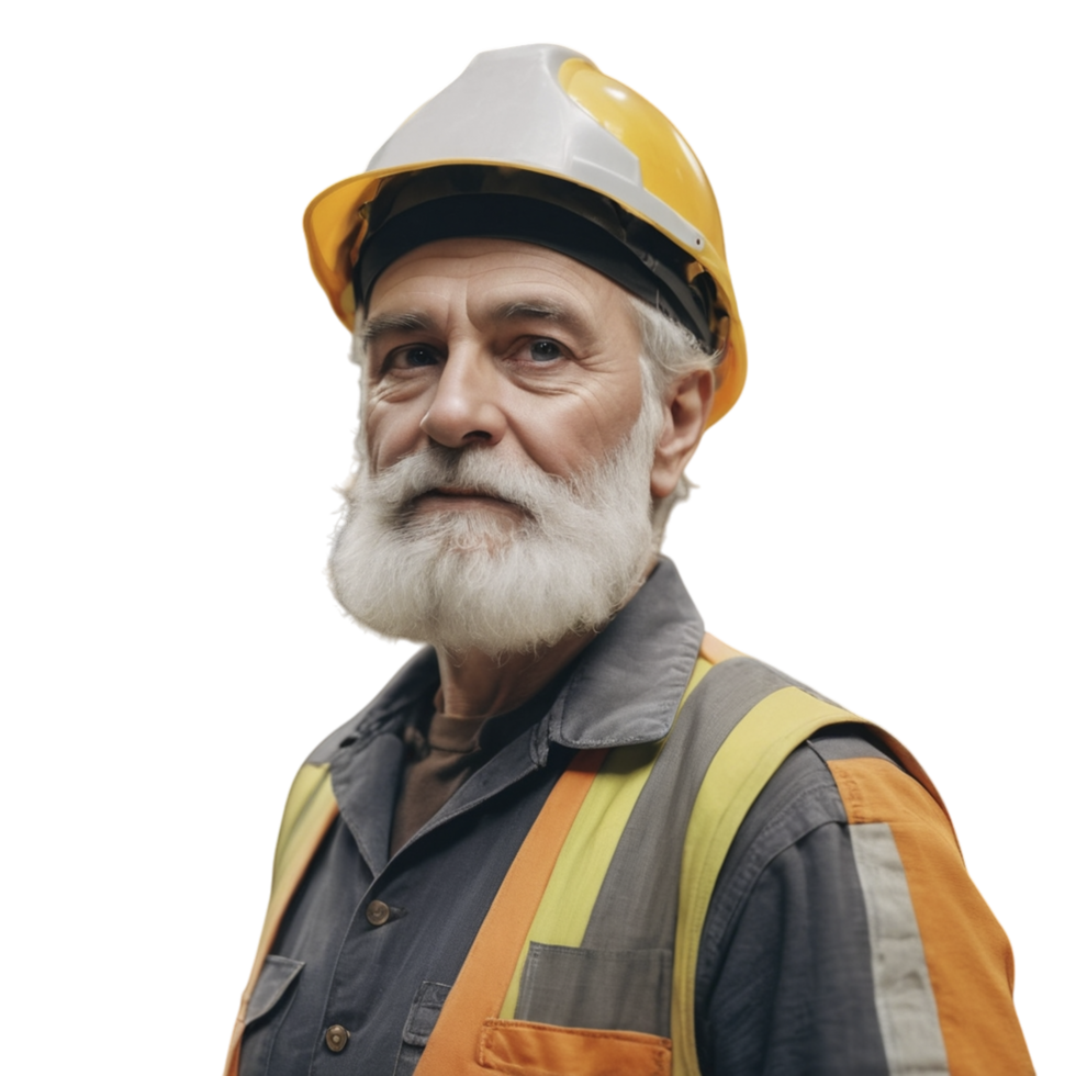 An older man with a beard and a hard hat png