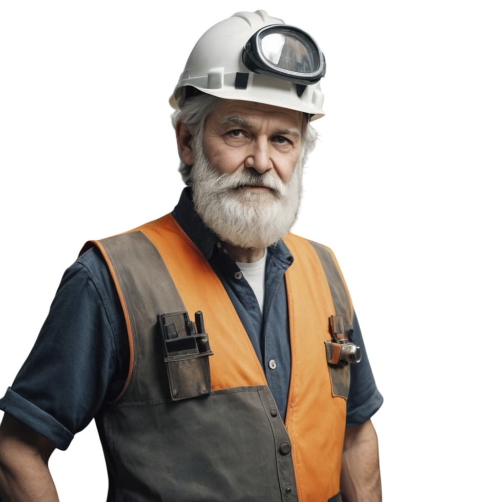 An older man with a beard and a hard hat png