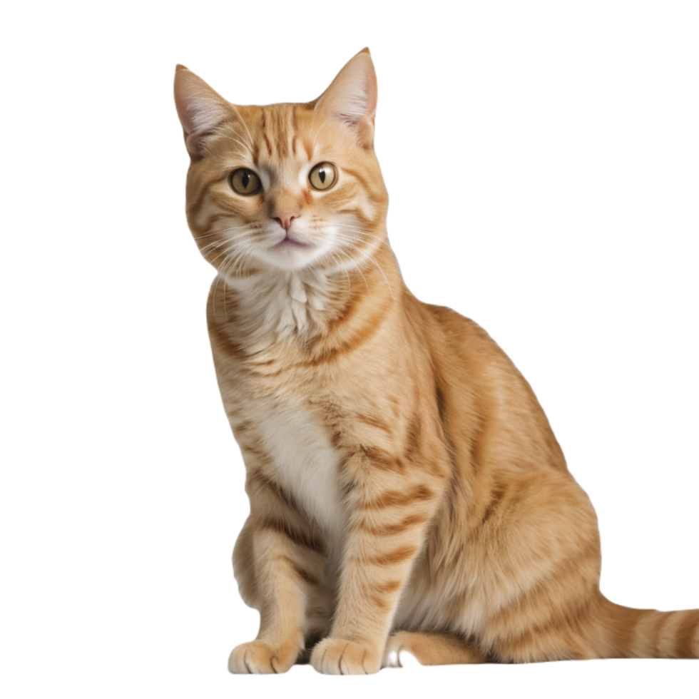 An orange tabby cat sitting on a black background png