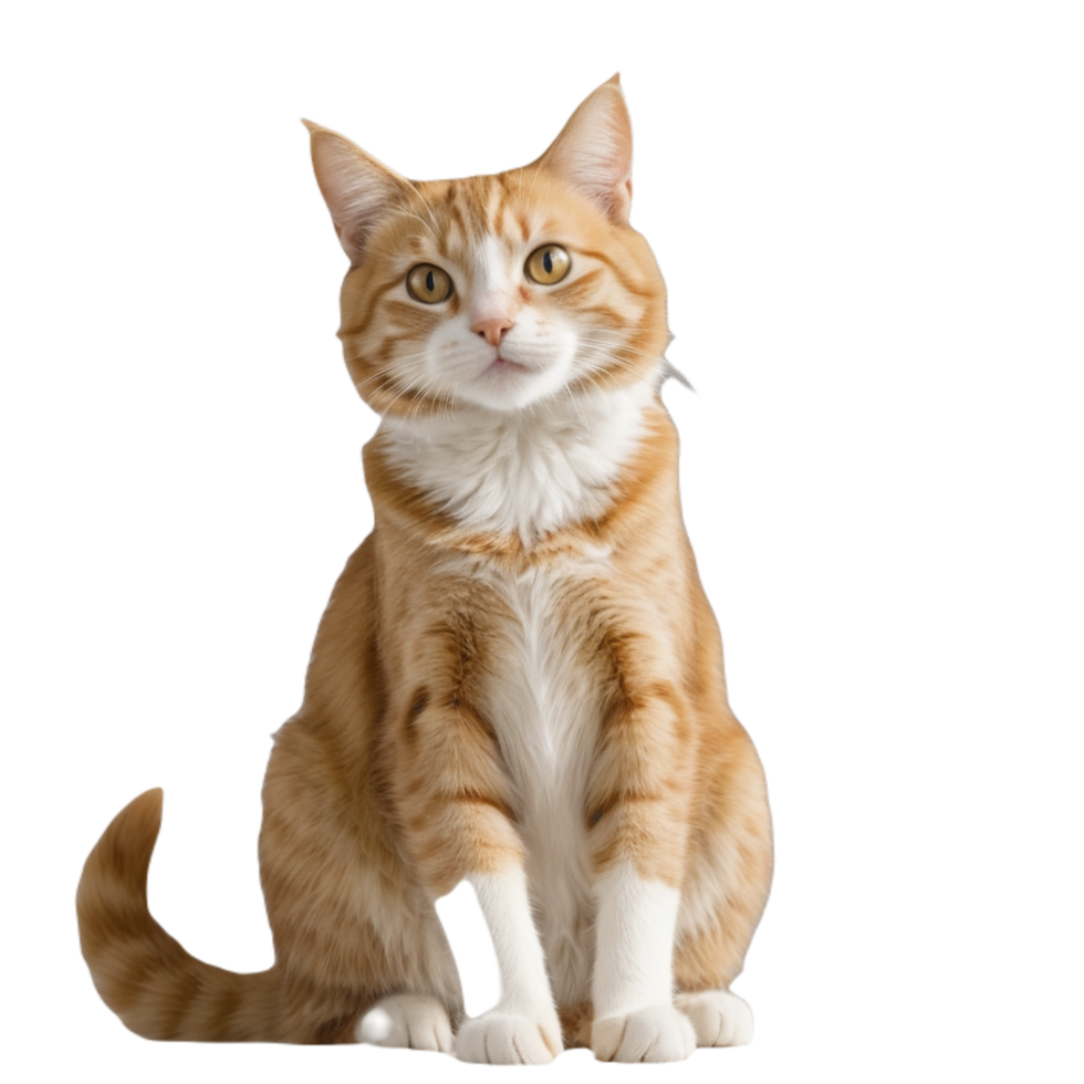 An orange cat sitting on a black background png