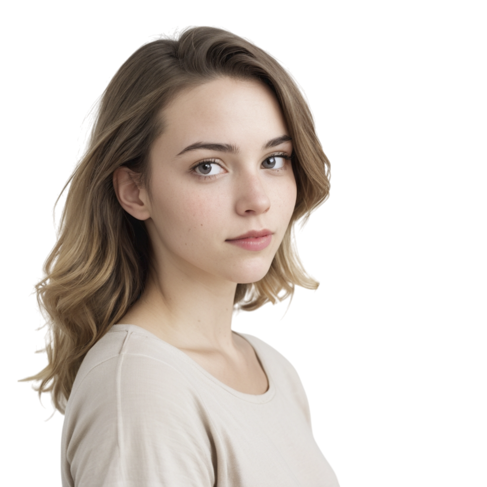 A beautiful young woman with long hair png