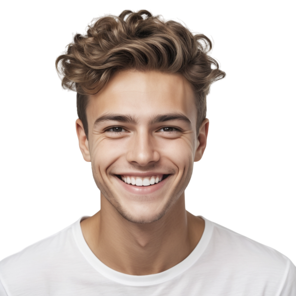 A man with curly hair smiling png