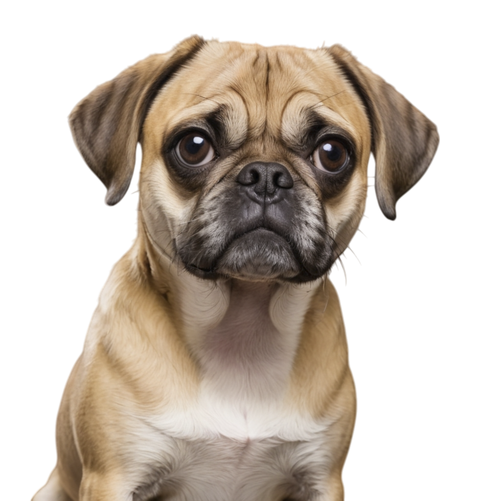 A pug dog sitting in front of a black background png
