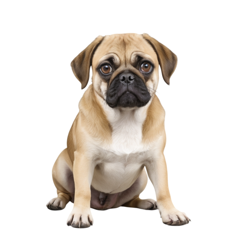 A pug dog sitting on a black background png