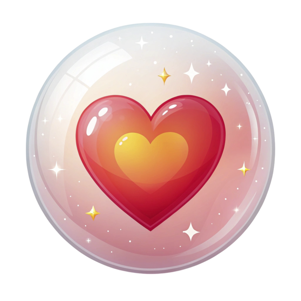 A heart in a bubble with stars png