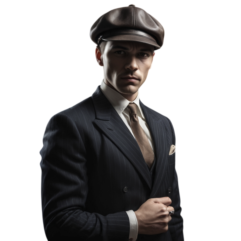 A man in a suit and hat posing for the camera png