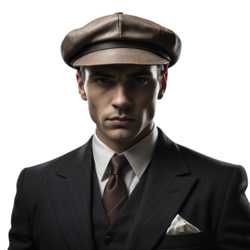 A man in a suit and hat png