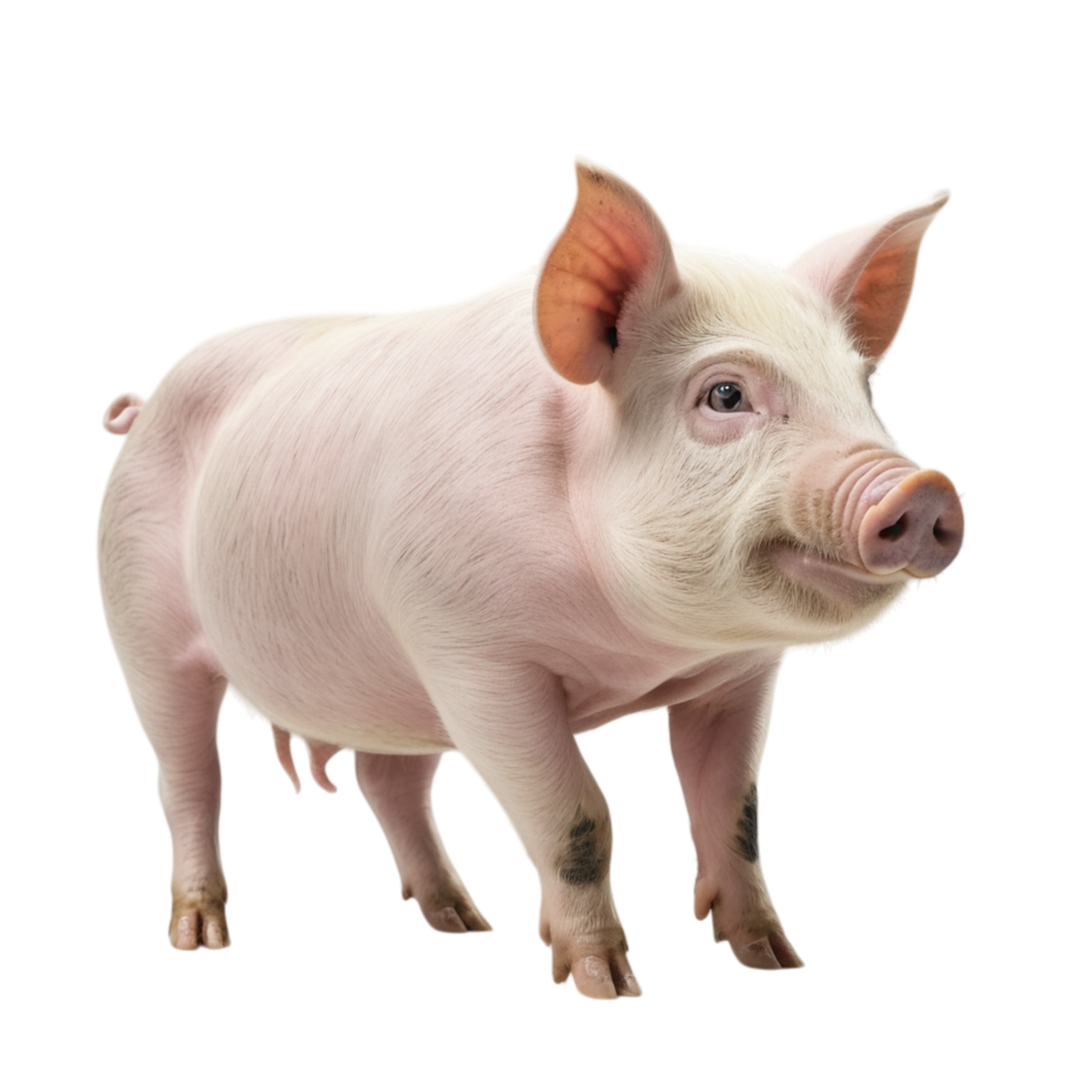 A pig is standing in front of a black background png