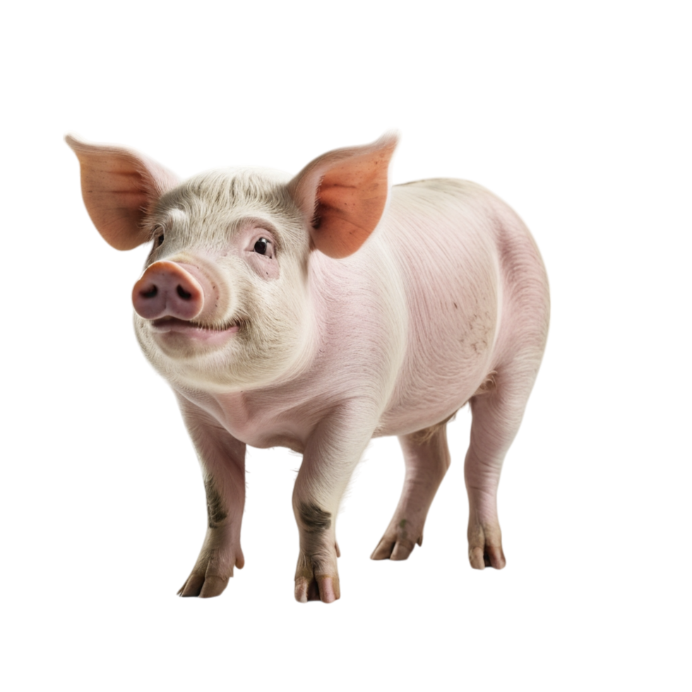 A pig is standing in front of a black background png